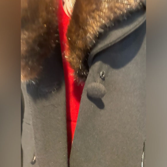 90s Adrianna Papell Classic Black Blazer With Brown Removable Faux Fur Collar - Picture 7 of 10